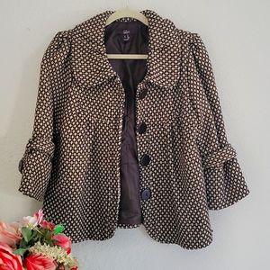 Anthropologie Black and Cream Pea Coat